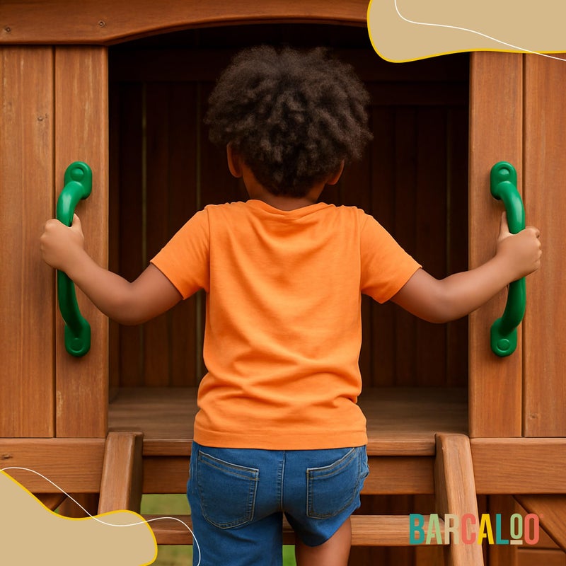 Barcaloo Playground Safety Handles - Outdoor Green Grab Handle Bars, Tree House Accessories, for Backyard Playset and Playground Equipment Replacement Safety Parts for Monkey Bars, Jungle Gym, and More - Image 4